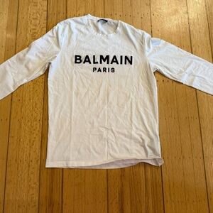 Balmain White Long Sleeve Shirt for Men Size L